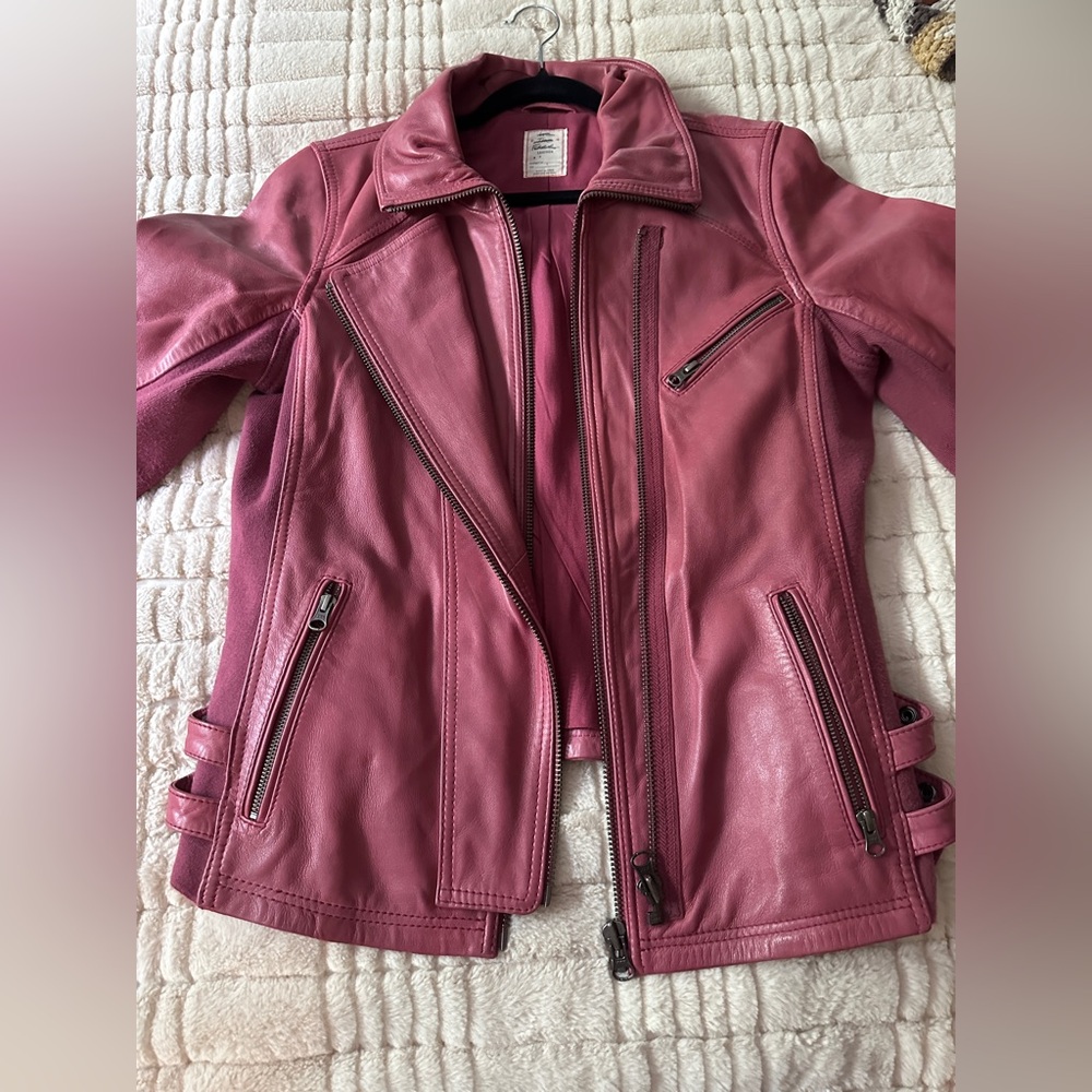 WE THE FREE NWOT CORA LEATHER JACKET size L | Pink - Picture 3 of 7